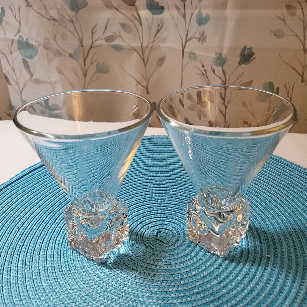 Vtg mid century modern set of 2 DiSaronno melting ice cube base tapered martini
